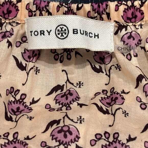 Tory Burch Jumpsuit Womens Large Floral Logo Cotton Tassel Belted - Picture 2 of 14